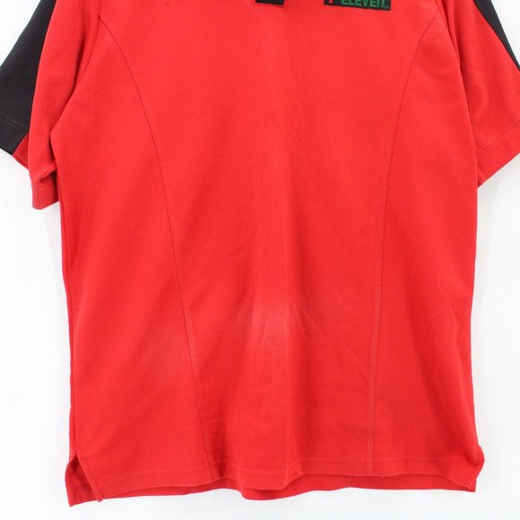 Vintage 7-11 Polo Shirt Mens Red & Black Short Sleeve Logo Embroidered Small S - Picture 4 of 9